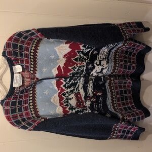 Northern Treasures Rare Vintage Christmas Sweater L Button Down Winter Scene